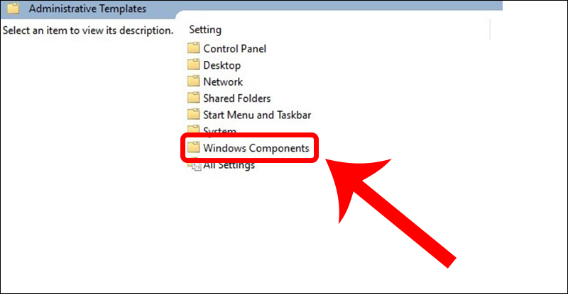 Truy cập Windows Components