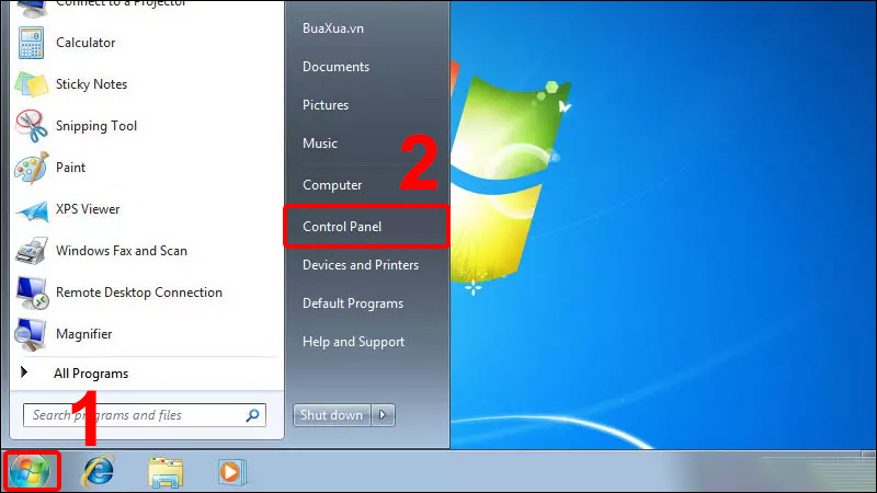 Vào biểu tượng Windows và chọn Control Panel