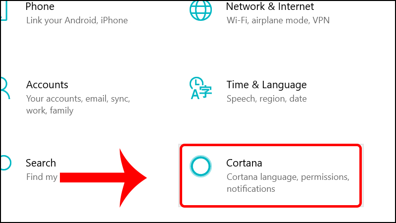 Chọn Cortana