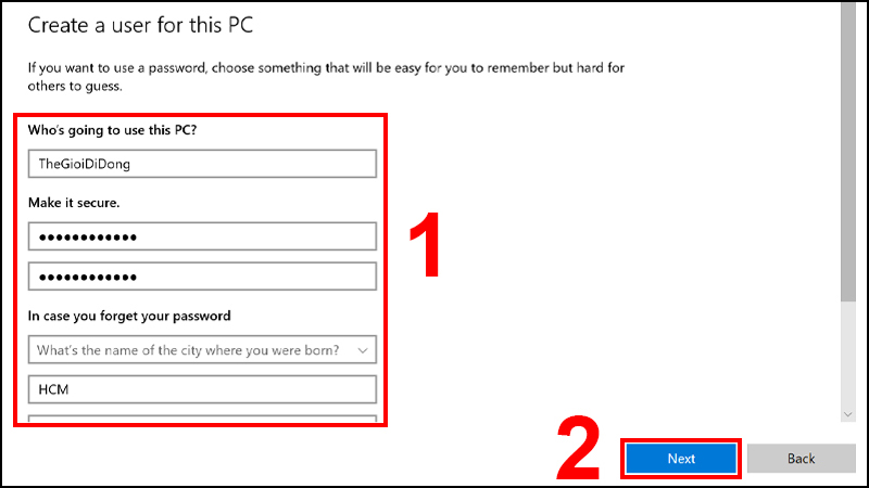 Chọn Add a user without a Microsoft account để thêm user mà không cần tài khoản Microsoft