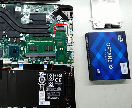 Tìm vị trí lắp đặt của Intel® Optane™ của laptop