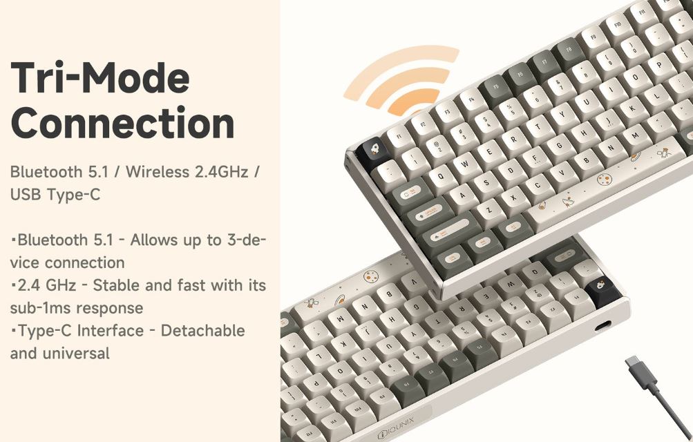 Bàn phím cơ IQUNIX F97 (Hotswap/ 3 Mode: USB/2.4/Bluetooth/ Khung nhôm)