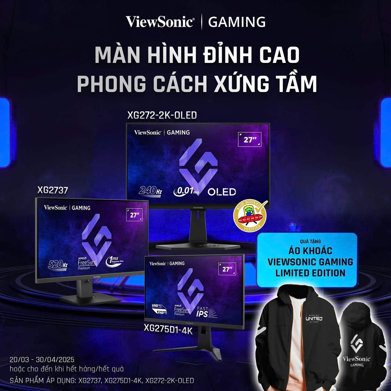 Săn deal màn hình Gaming – nhận ngay áo khoác Viewsonic Limited Edition