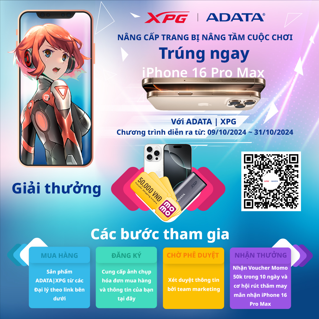 Nâng cấp trang bị - Nâng tầm cuộc chơi trúng ngay iPhone 16 Pro Max với Adata 