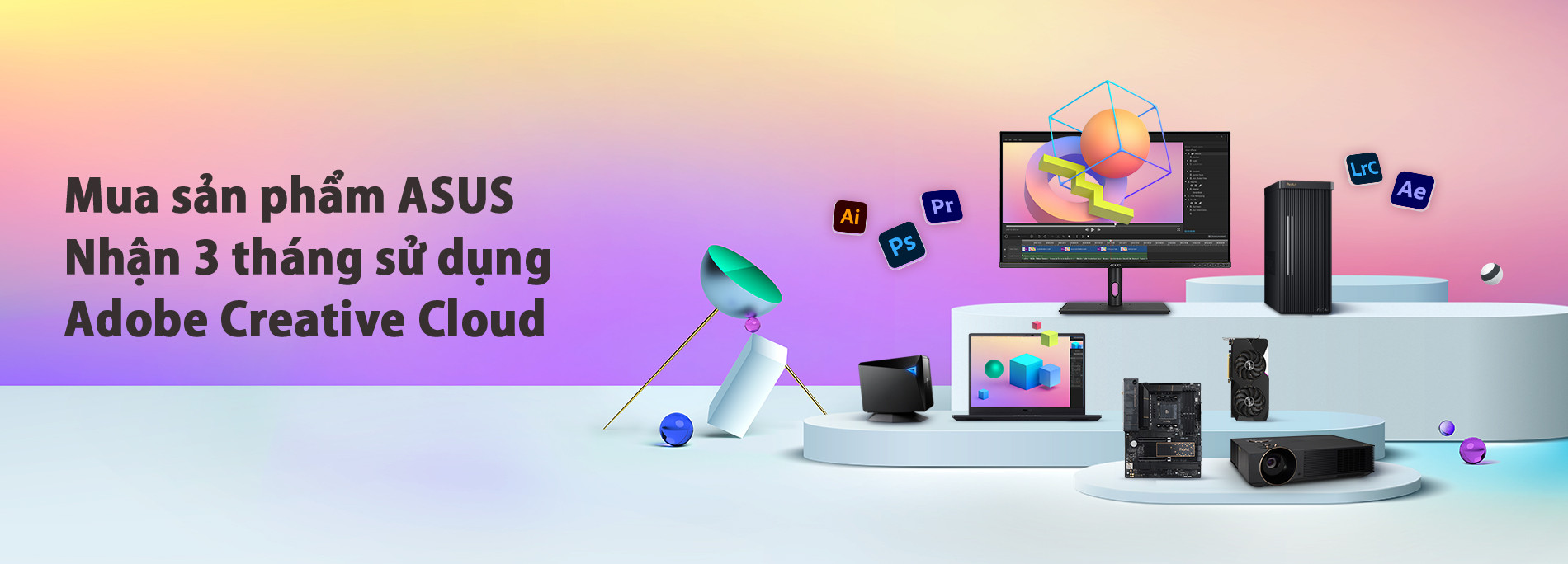 Mua màn hình máy tính Asus tặng gói Adobe Creative Cloud