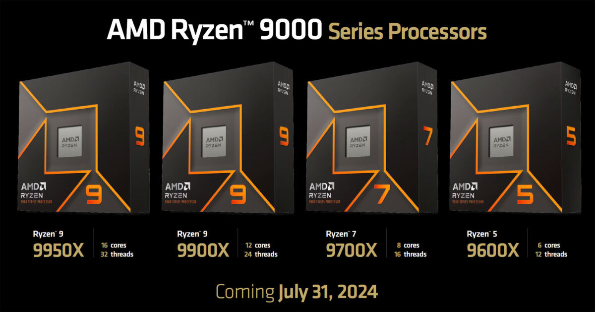 AMD Ryzen 9000 series chính thức ra mắt vào ngày 31 tháng 7, Ryzen 7 9700X nhanh hơn 5800X3D 12%