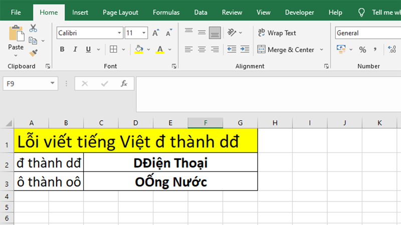 Hướng dẫn cách sửa lỗi gõ tiếng Việt đ thành dđ trong Excel cho mọi phiên bản nhanh chóng 100% thành công