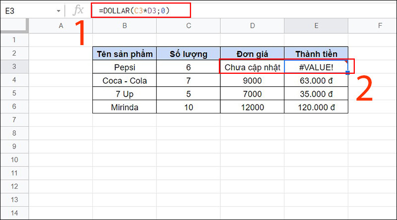 Hướng dẫn cách sử dụng hàm DOLLAR trong Google Sheets định dạng tiền tệ đơn giản nhất