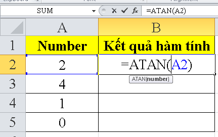 Ứng dụng hàm ATAN trong Excel dễ hiểu cho người mới
