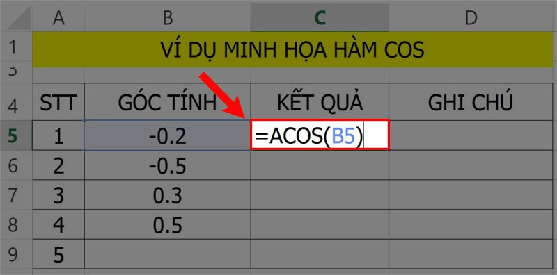 Hướng dẫn sử dụng hàm COS trong Microsoft Excel cực chi tiết có ví dụ dễ hiểu