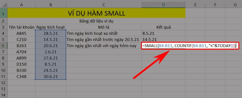 Hướng dẫn sử dụng hàm SMALL trong Microsoft Excel tìm giá trị nhỏ nhất có ví dụ dễ...