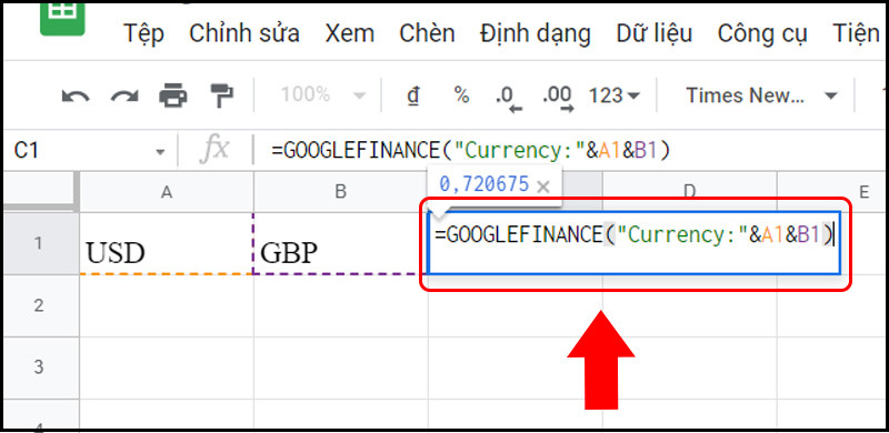Hướng dẫn chuyển đổi tiền tệ trên Google Sheet dựa vào thời gian thực tế