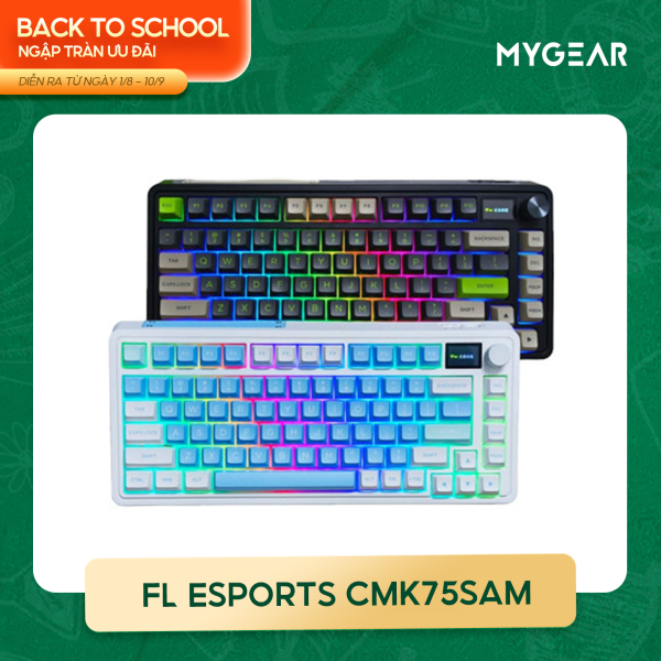 Bàn phím cơ FL ESports CMK75SAM (Hotswap/ Mạch xuôi/ 3 Mode: USB/2.4/Bluetooth/ Màn hình mini tùy chỉnh)