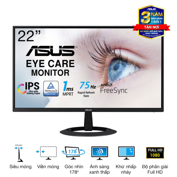 Màn hình Asus VZ22EHE Eye Care Monitor 21.45 inch FHD IPS 75Hz