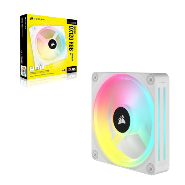 Fan Corsair iCUE LINK QX120 RGB 120mm PWM Magnetic Dome White - Expansion Kit