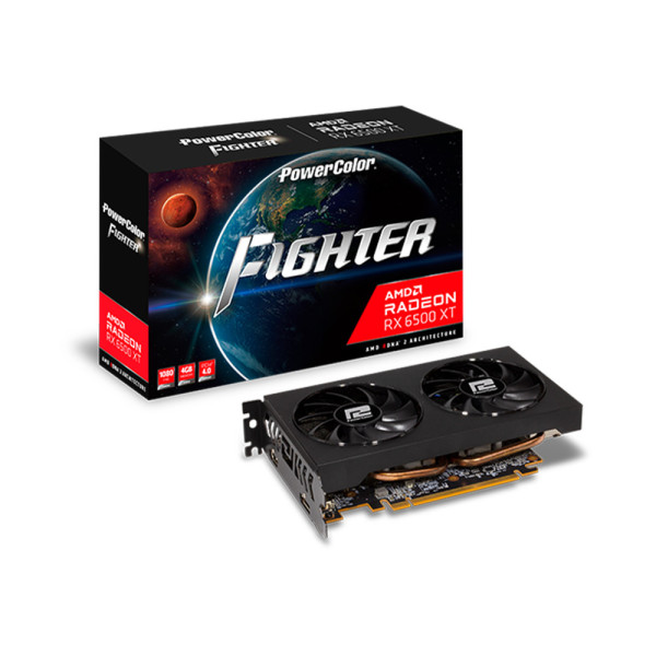 Card màn hình Power Color Fighter AMD Radeon™ RX 6500 XT 4GB GDDR6 (AXRX 6500 XT 4GBD6-DH/OC)