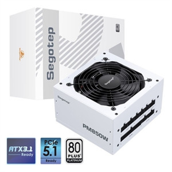 Nguồn Máy Tính Segotep PM850W White 80 Plus Platinum PCIe 5.1 ATX 3.1