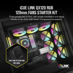 Fan Corsair iCUE LINK QX120 RGB 120mm PWM Magnetic Dome Black - Starter Kit 