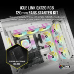 Fan Corsair iCUE LINK QX120 RGB 120mm PWM Magnetic Dome White - Starter Kit 