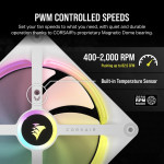 Fan Corsair iCUE LINK QX140 RGB 140mm PWM Magnetic Dome White - Starter Kit 